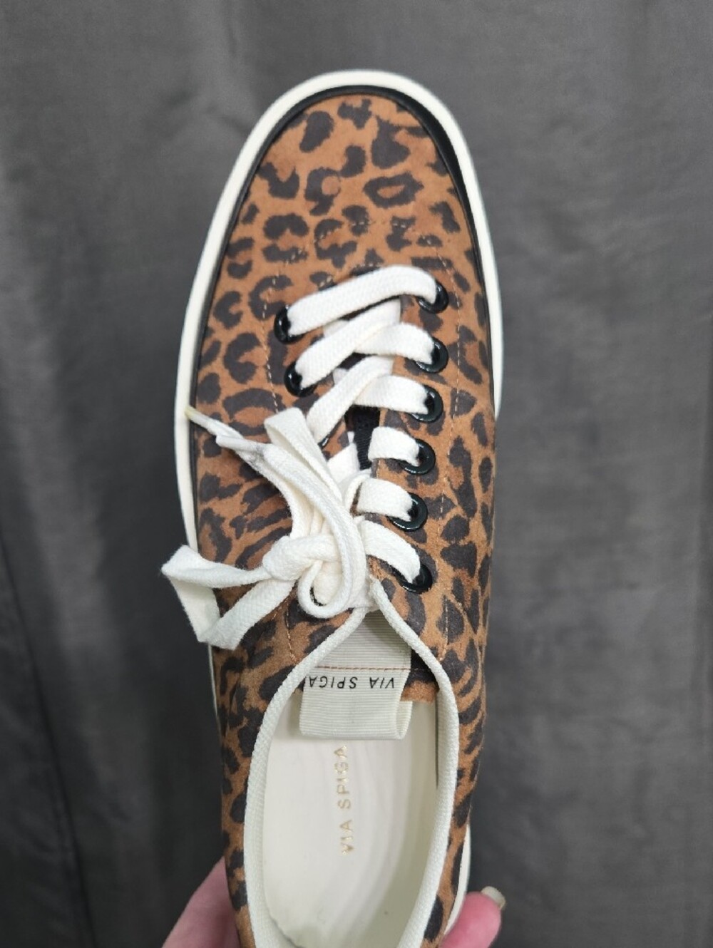 WEEKEND SALE! Via Spiga Leopard-Print Platform Lace-Up Sneakers - Brown & White - Picture 10 of 12